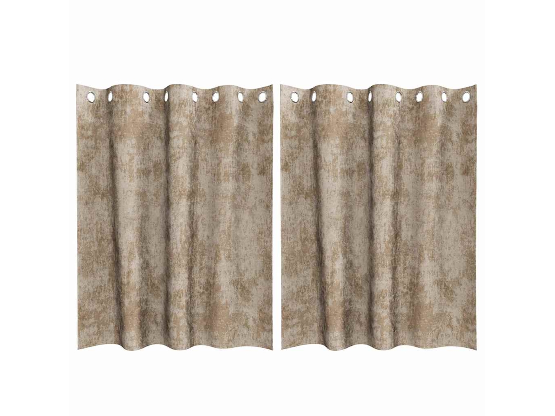 Conjunto 2 Cortinas De Veludo Vidaxl Bege Veludo (140 X 140 Cm)