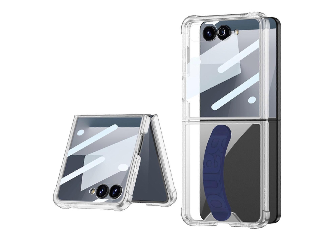 Tkdaddy Gkk Para Samsung Galaxy Z Flip7 5g Airbag Anti-queda Tpu Vidro Temperado Capa Traseira Com Alça De Silicone Azul Meia-noite