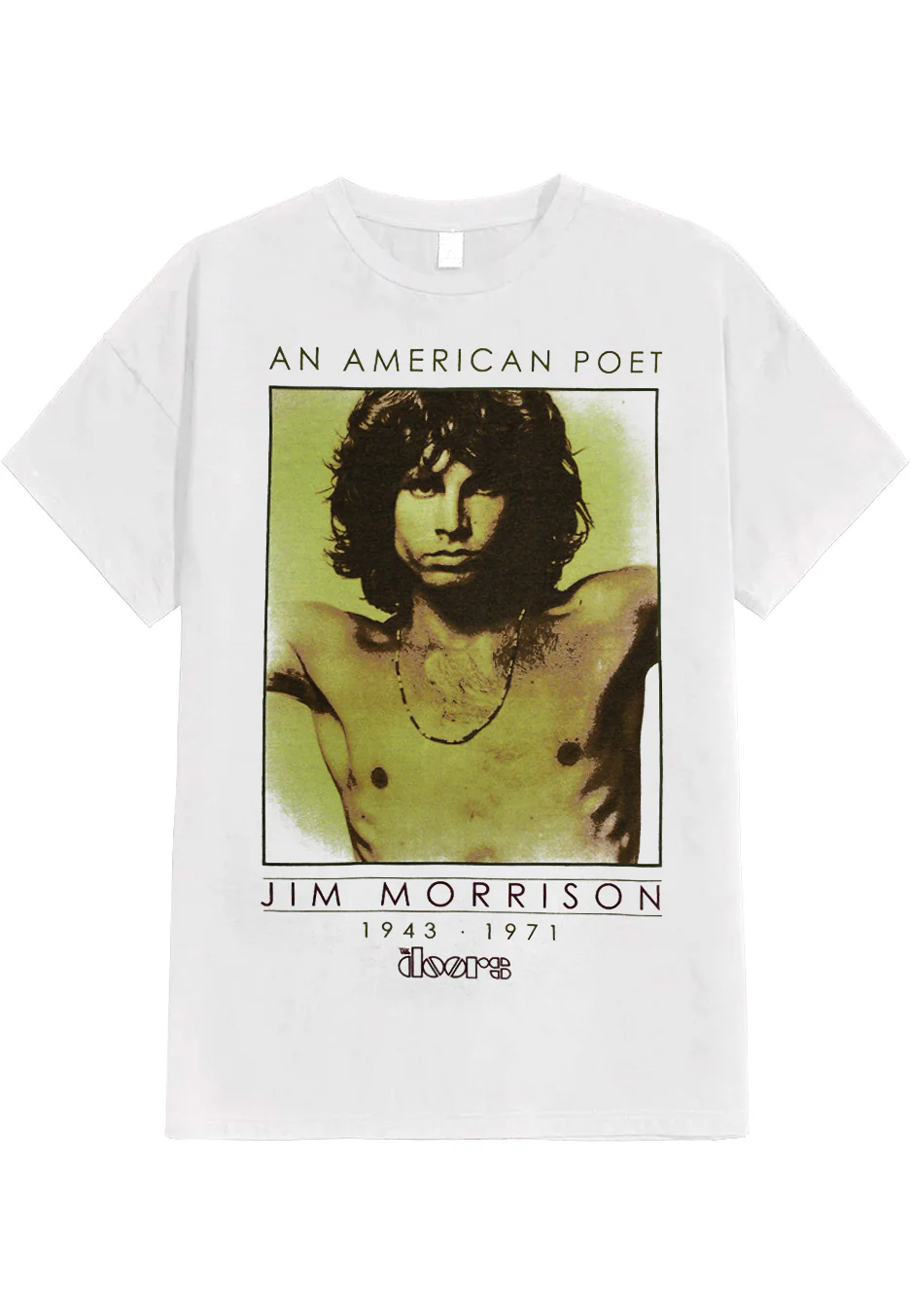 Size:xl Rockinstone The Doors - American Poet White - T-shirt Unisex Adults