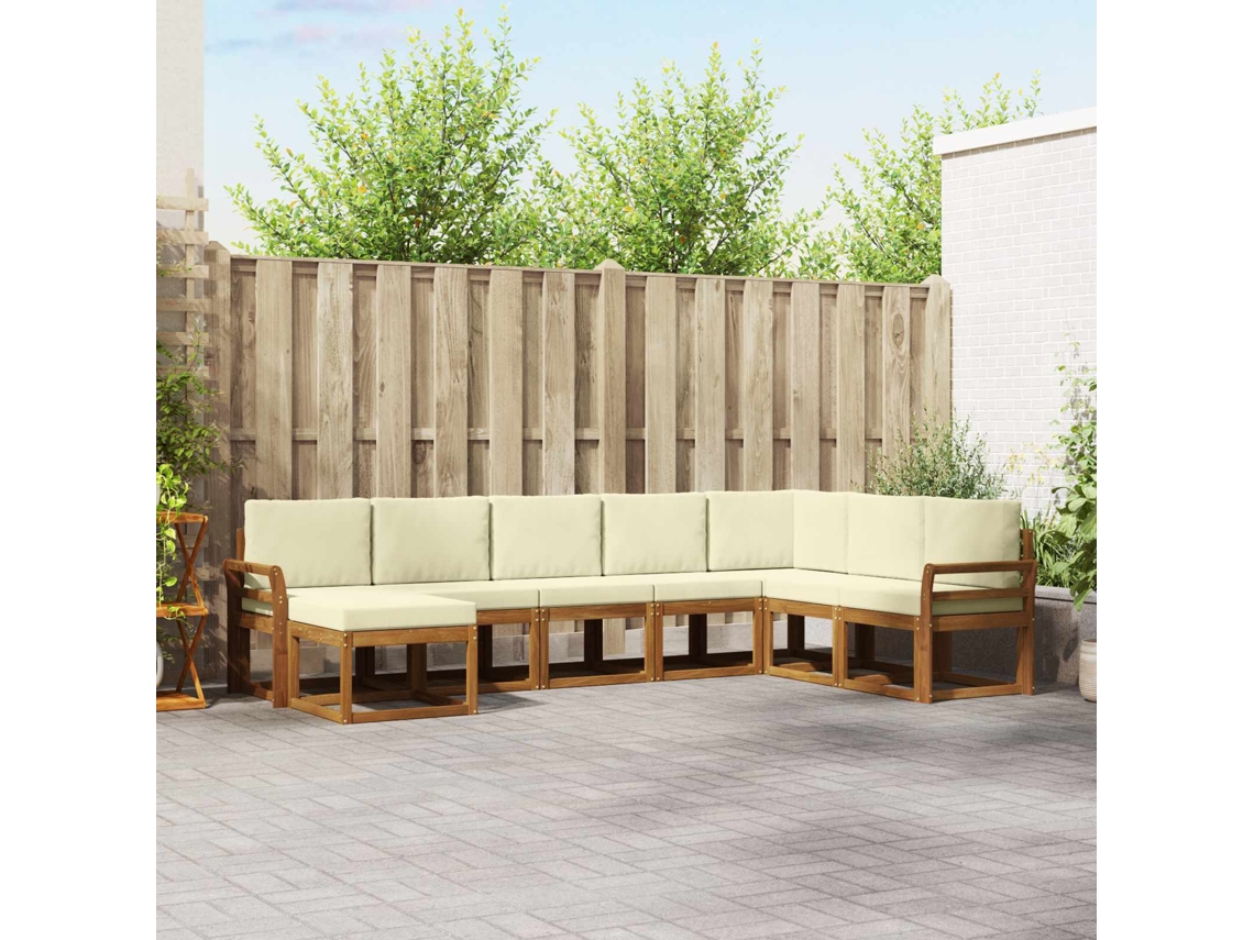 Vidaxl Conjunto De Sofás Para Exterior 8 Pcs Natural E Creme