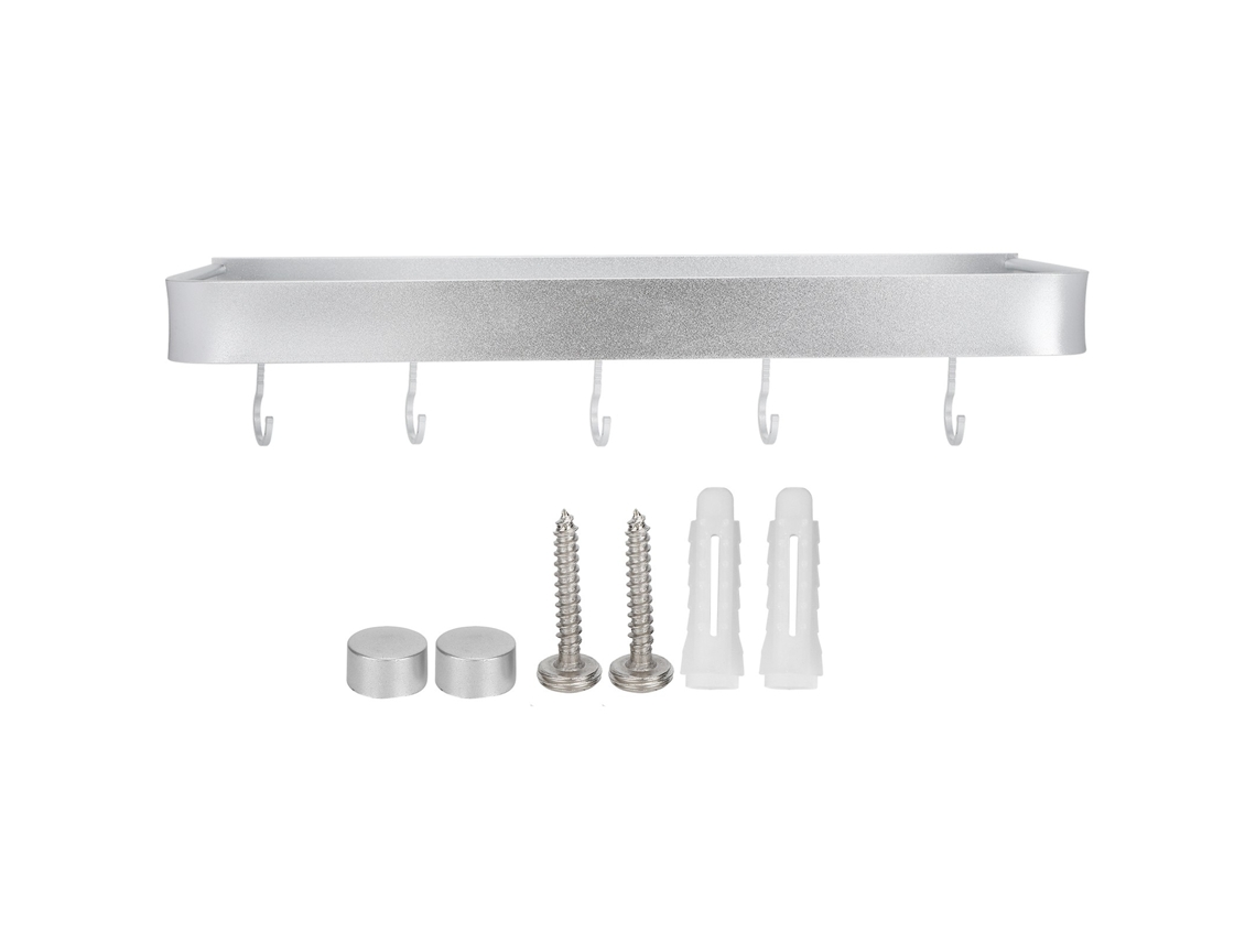Prateleira De Chuveiro Montada Na Parede, Rack Armazenamento 40 Cm Com Gancho, Multifuncional Para Cozinha E Banheiro