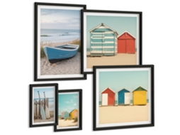 Conjunto De Pinturas Vistas Litorâneas Casinhas Barcos Espelharte (5 Peças)