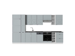 Cozinha Fame Line, 355cm, Pt Antracite, Azul Claro Cinza/branco, Branco, Vicco
