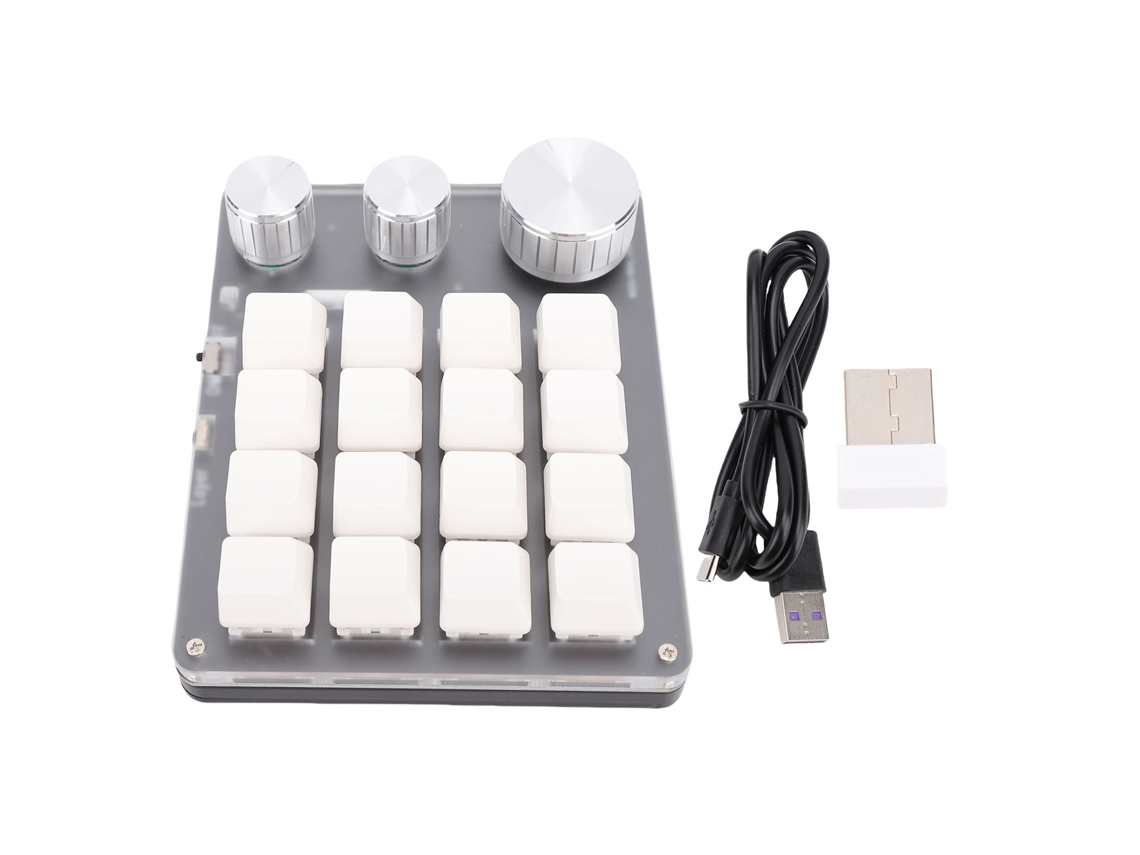 Teclado Mecânico Gamer Com 16 Teclas Chave 3 Modos Interruptor Vermelho Personalizar Branco