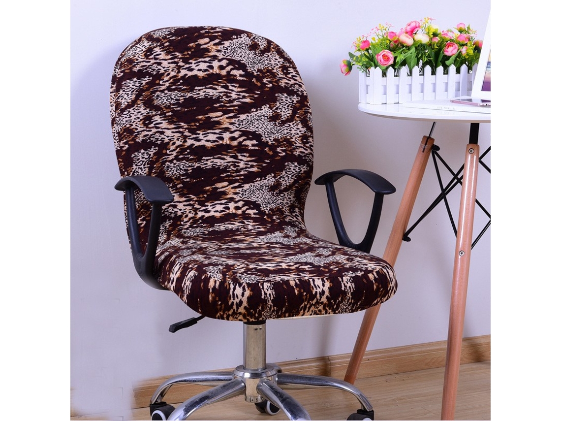 1 Pacote de Capa Protetora para Cadeira Giratória de Escritório Lavável Estampa de Leopardo-Tamanho Universal LUUCOZK