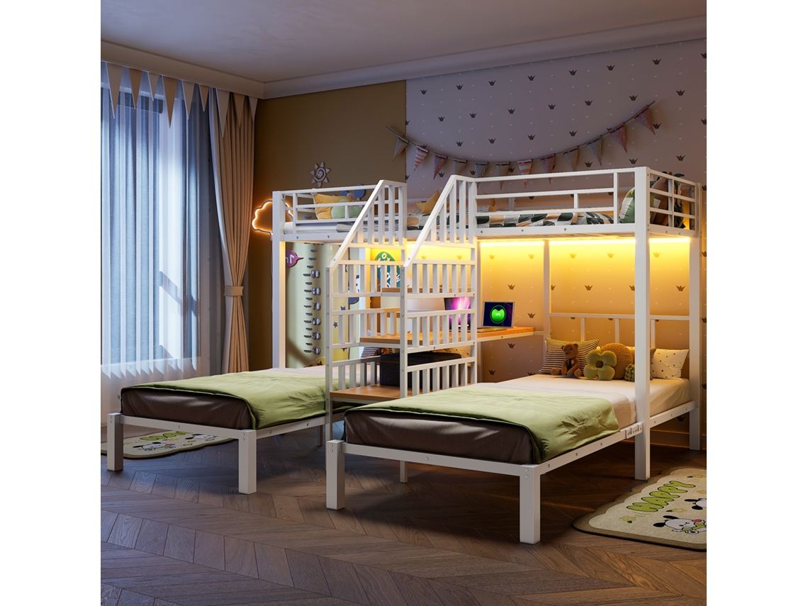 Beliche 90x200 3 Lugares Led Escada Usb VOLTEDGE