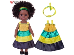 Boneca Negra De 35 Cm, Com Penteado Afro, Figura De Vinil, Brinquedo De Conforto