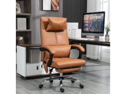 Cadeira De Escritório Com Massagem,apoio Lombar Aquecido,6 Pontos De Massagem,5 Modos,suporta Até 12 Kg,66x67x115-123cm,couro Sintético,bege Claro