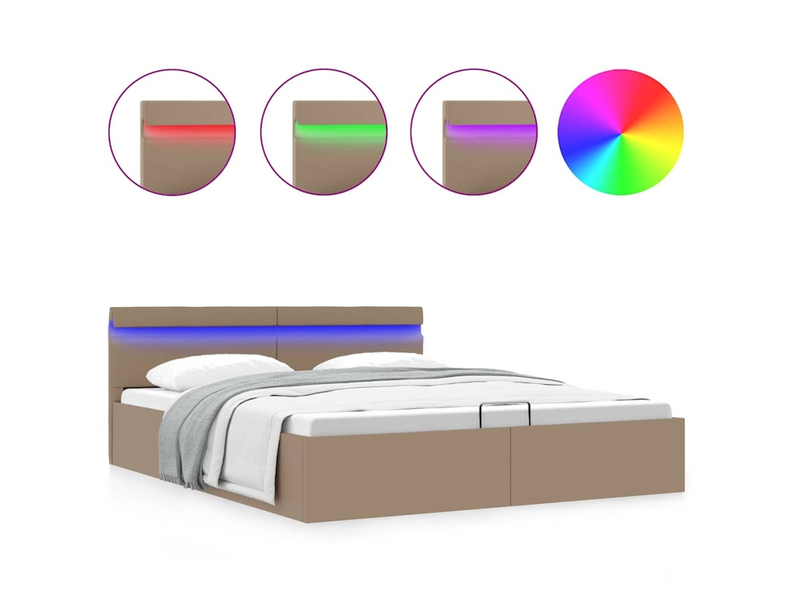 Cama Vidaxl Marrom Couro Artificial (212x167x73 Cm)