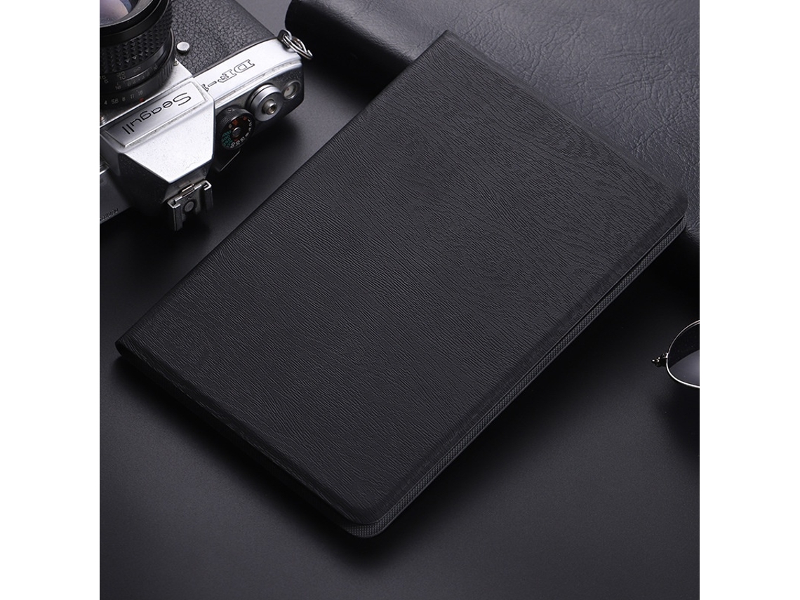 Capa Para Ipad Pro 12,9 Polegadas 2021/2020 Com Acabamento Em Madeira E Couro Preto Flip Para Tablet Aquaforge