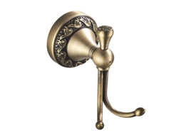 Retro Bronze Dourado Gancho Duplo, Padrão De Corno Comprido, Hardware De Banheiro