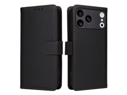 Capa Carteira Betopnice Para Iphone 17 Pro Max - Couro Sintético Removível - Preta