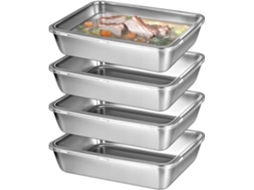 Conjunto De 4 Recipientes Para Armazenamento, Em Aço Inoxidável, Com Tampa, Para Frutas, Queijo, Adequado A Geladeira