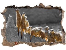 Adesivos Muraux Família Suricate Autocollant Adesivo Mural Para Salão De Beleza Chambre Cuisine Bureau Adulto Enfant 56x81cm