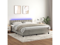 Vidaxl Cama Box Spring C/ Colchão/led 180x200 Cm Veludo Cinzento-claro