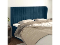 Vidaxl Cabeceira Cama C/ Abas Veludo 183x23x118/128 Cm Azul-escuro