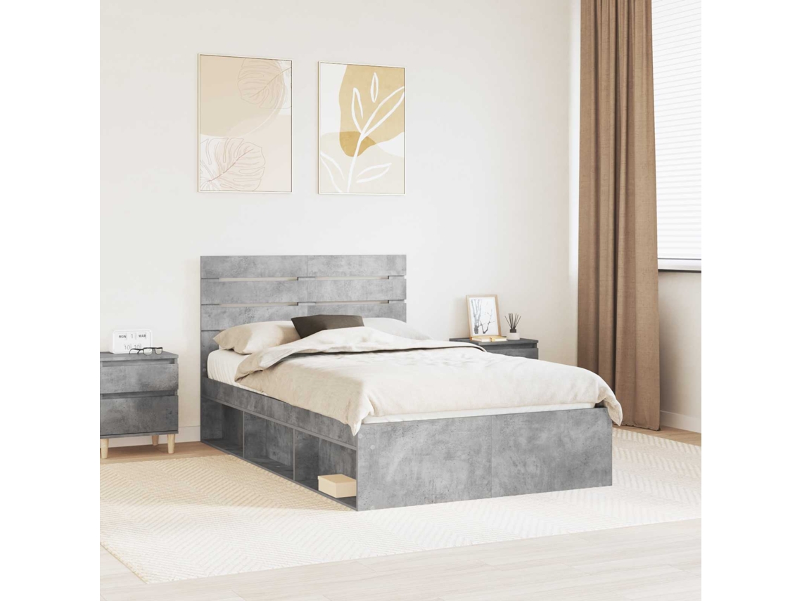 Vidaxl Estrutura Da Cama Com Cabeceira Concreto 120 X 200 Cm
