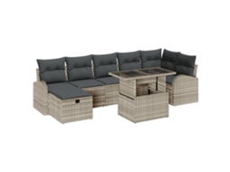 Conjunto 8 Móveis De Jardim Vidaxl Cinzento-claro Vime Pe (100 X 55 X 73 Cm)
