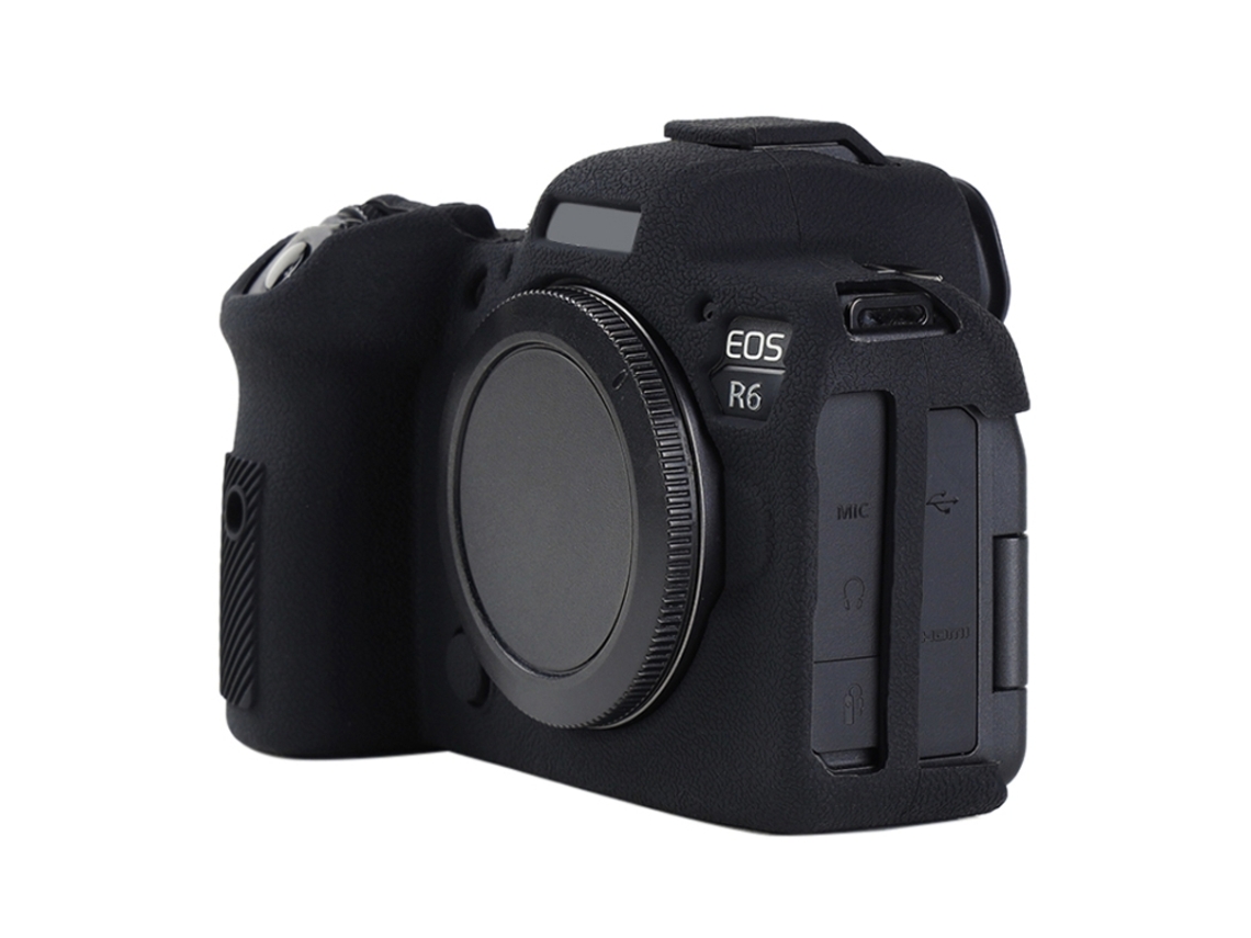 Capa Protetora de Silicone Macio com Textura de Lichia para Canon Eos R6 Preta XIAOMOYU