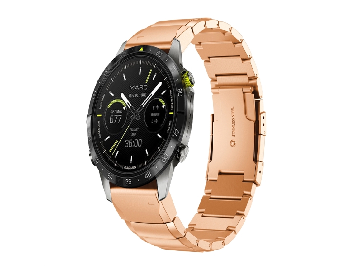 Bracelete para Garmin Marq Athlete Gen 2 Aço Inoxidável com Estampa de Casco de Tartaruga Ouro Rosa XIAOMOYU (22mm)