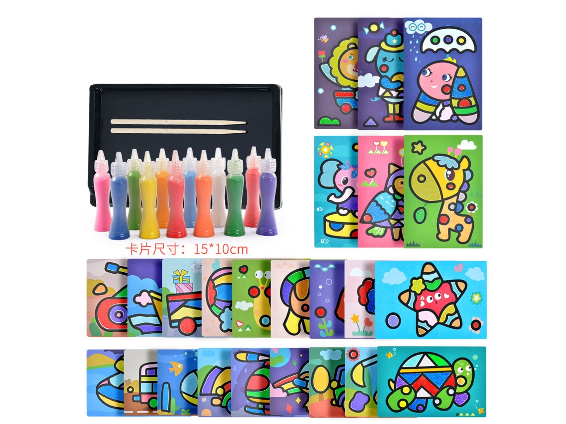 Primerox conjunto de Papel para Desenho com Areia 12 Cores 24 Folhas Brinquedo de Arte Infantil Diy