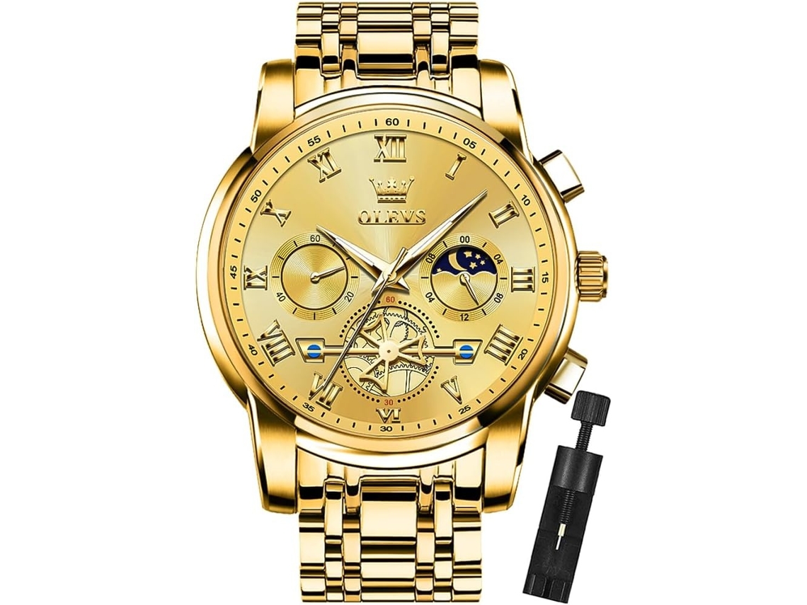 Lurelia Relógio Cronógrafo Masculino, Movimento De Quartzo, Analógico, Data/calendário, Luminoso, Aço Inoxidável, Resistente À Água