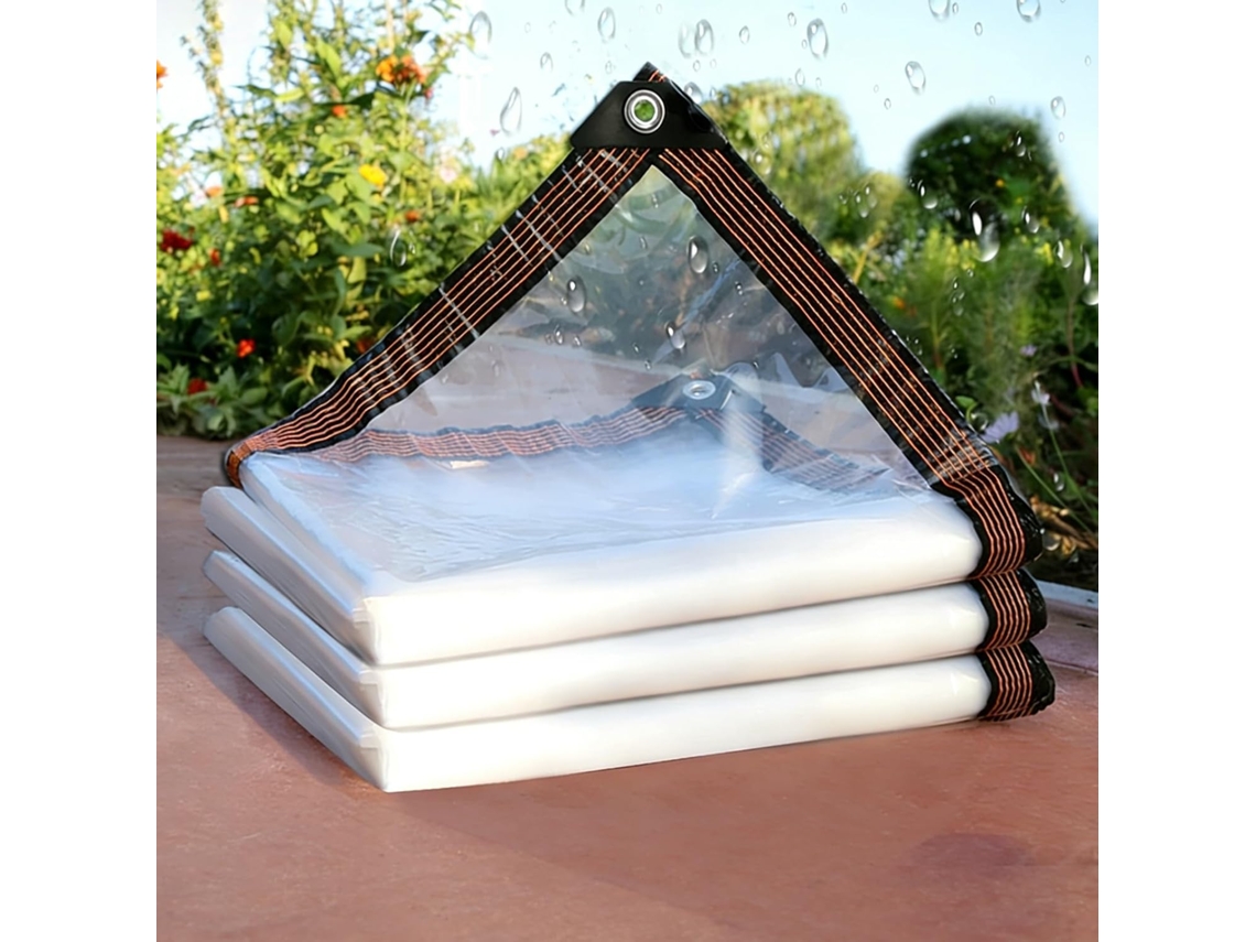 Covers Outdoor Clear Tarp Curtain, Waterproof Wind Proof Transparent Vinyl Tarp With Rustrpoof Grommets, Reinforced