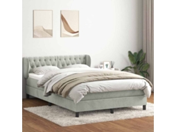 Vidaxl Cama Com Molas/colchão 160x220 Cm Veludo Cinzento-claro