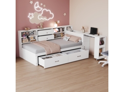 Sofá cama 90x200 Madeira Armazenamento 2 Gavetas Escrivaninha VOLTEDGE