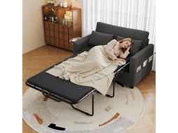 Sofá-cama De 2 Lugares - Com Porta Usb, Mesa Lateral Dobrável E Acessórios - Cinzento