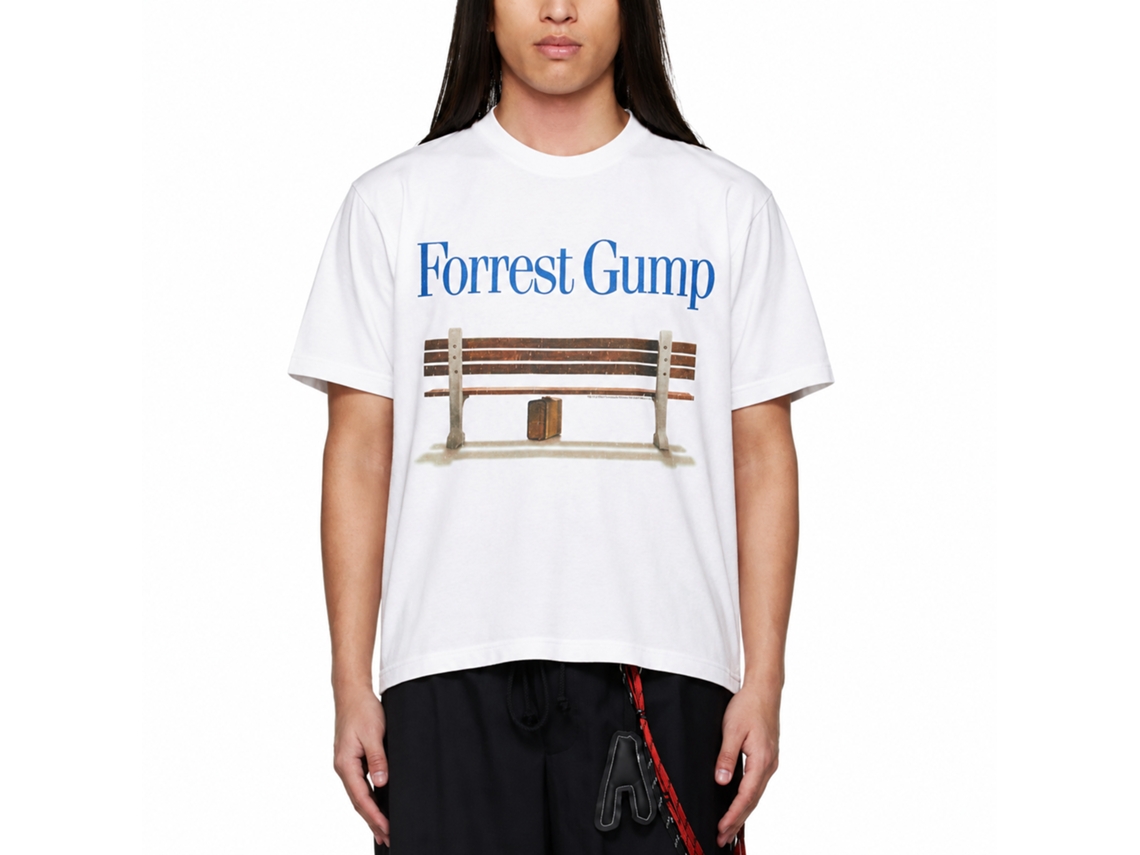 Rockinstone Forrest Gump Logo And Bench White Adult T-shirt Size:xl