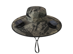 Chapéu com Ventilador Solar , Recarregável, para Pesca e Atividades Ao Ar Livre. MDUG (cor Verde Militar Camuflado Quadrado)