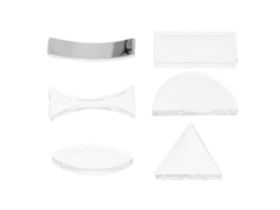 Conjunto de 6 Kit Óptico Educacional Acrílico com Peças para Laboratório e Sala Aula, Lentes Convexas Côncavas