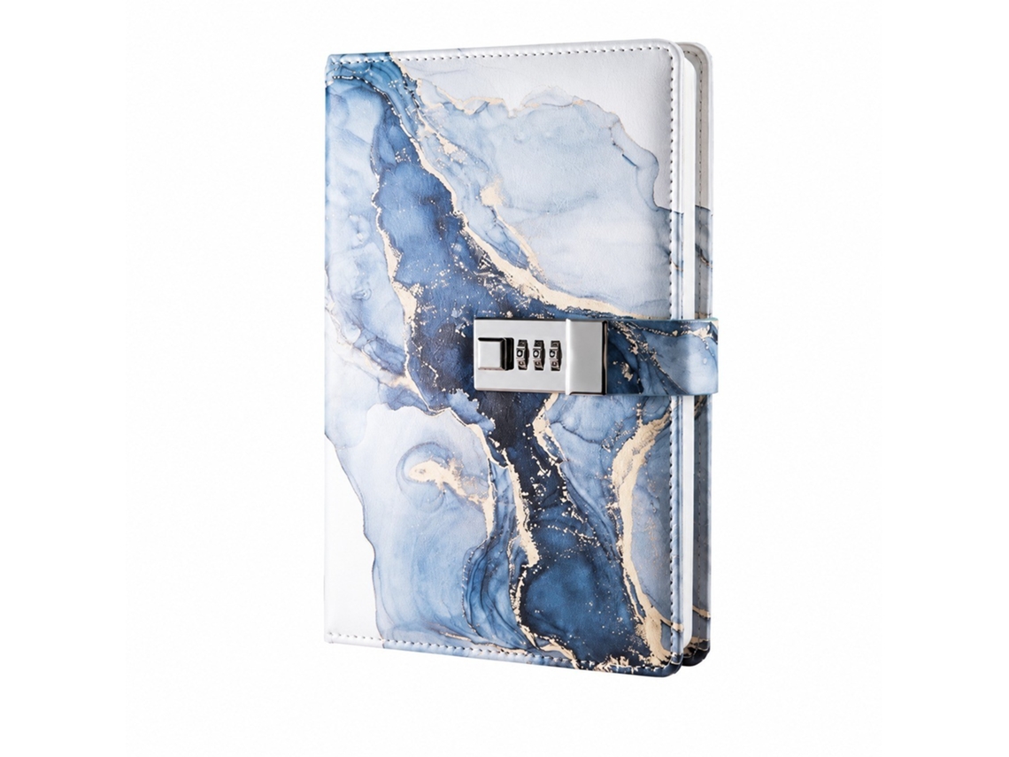 Caderno A5 Azul Escuro Com Proteção Uv, Revestido Em Couro Pu E Com Caneta De Tinta Invisível
