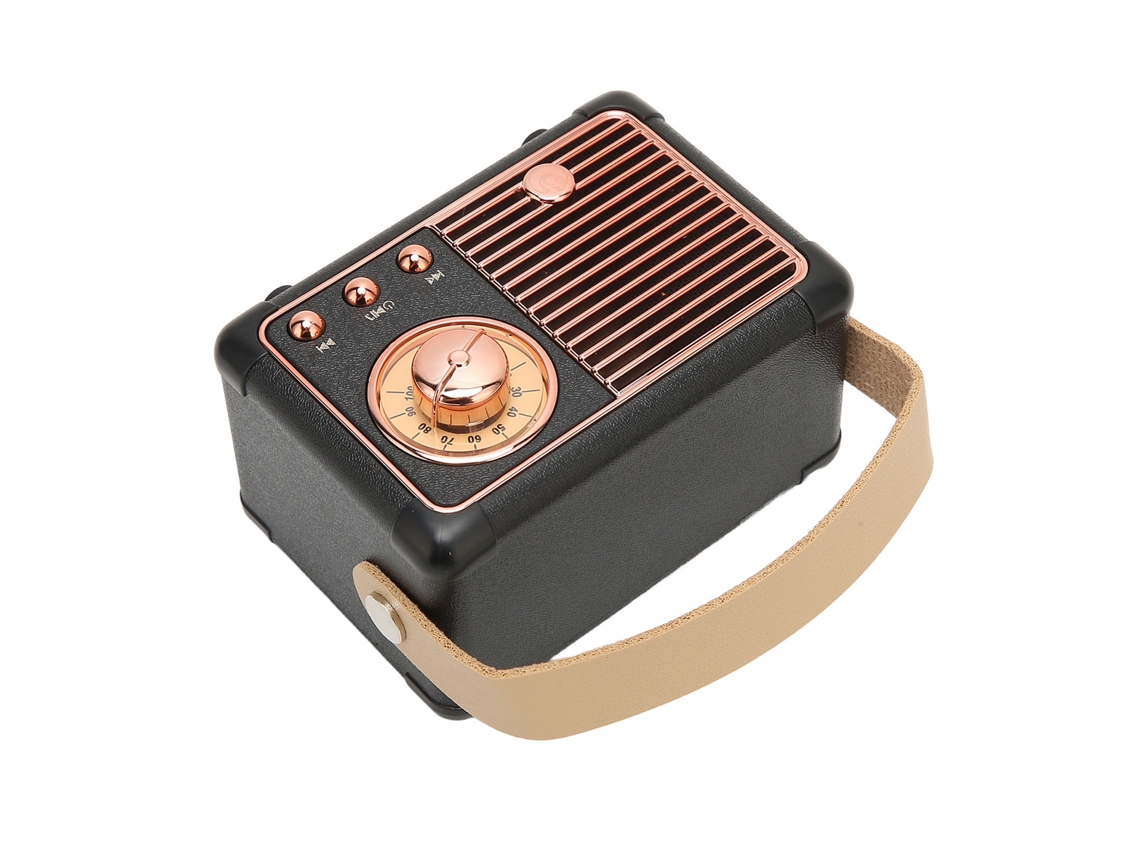 Caixa De Som Bluetooth Retrô Vintage Hifi Estéreo Portátil Transmissão Rápida Baixo Consumo De Energia Preta