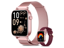 Smartwatch Panoona Ecrã Hd 1,8" Faz Responde Chamadas Frequência Cardíaca Sono Oxigénio Sangue Rosa