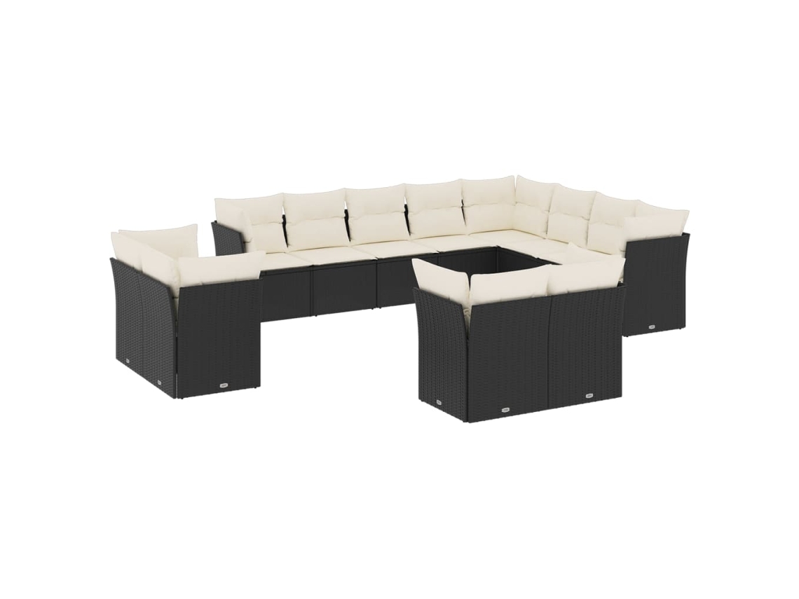 Conjunto 1 Conjunto De Sofás De Jardim Vidaxl Preto Vime Pe (62 X 62 X 69 Cm)
