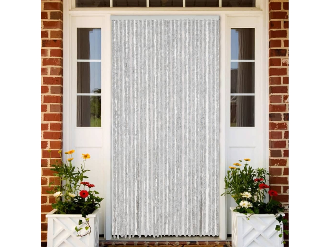 Vidaxl Cortina Anti-insetos 118x220 Cm Chenille Cinzento