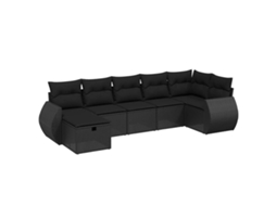 Maison Exclusive - 7 Pcs Conjunto De Sofás P/ Jardim C/ Almofadões Vime Pe Preto