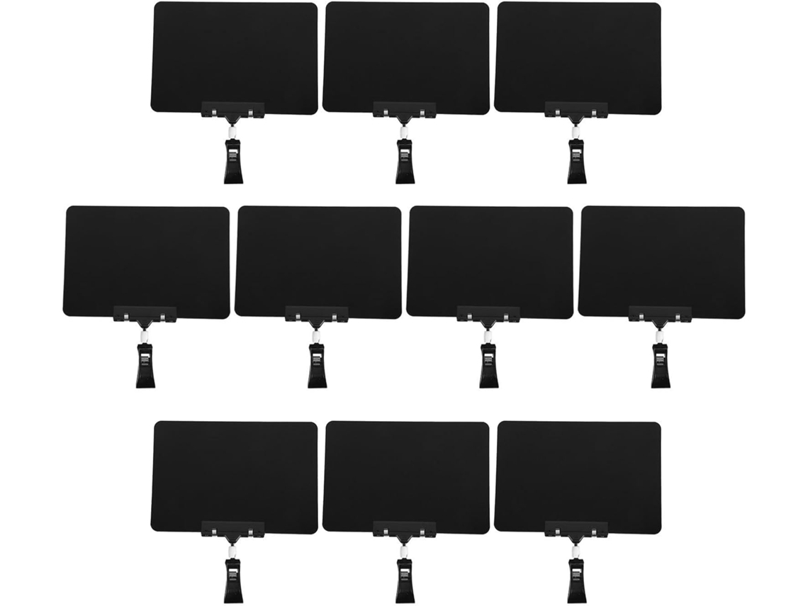 Conjunto De 10 Mini Quadros Negros Com Clipe Giratório E Apagável Em Pvc Preto, Ideais Para Exibição Em Supermercados E