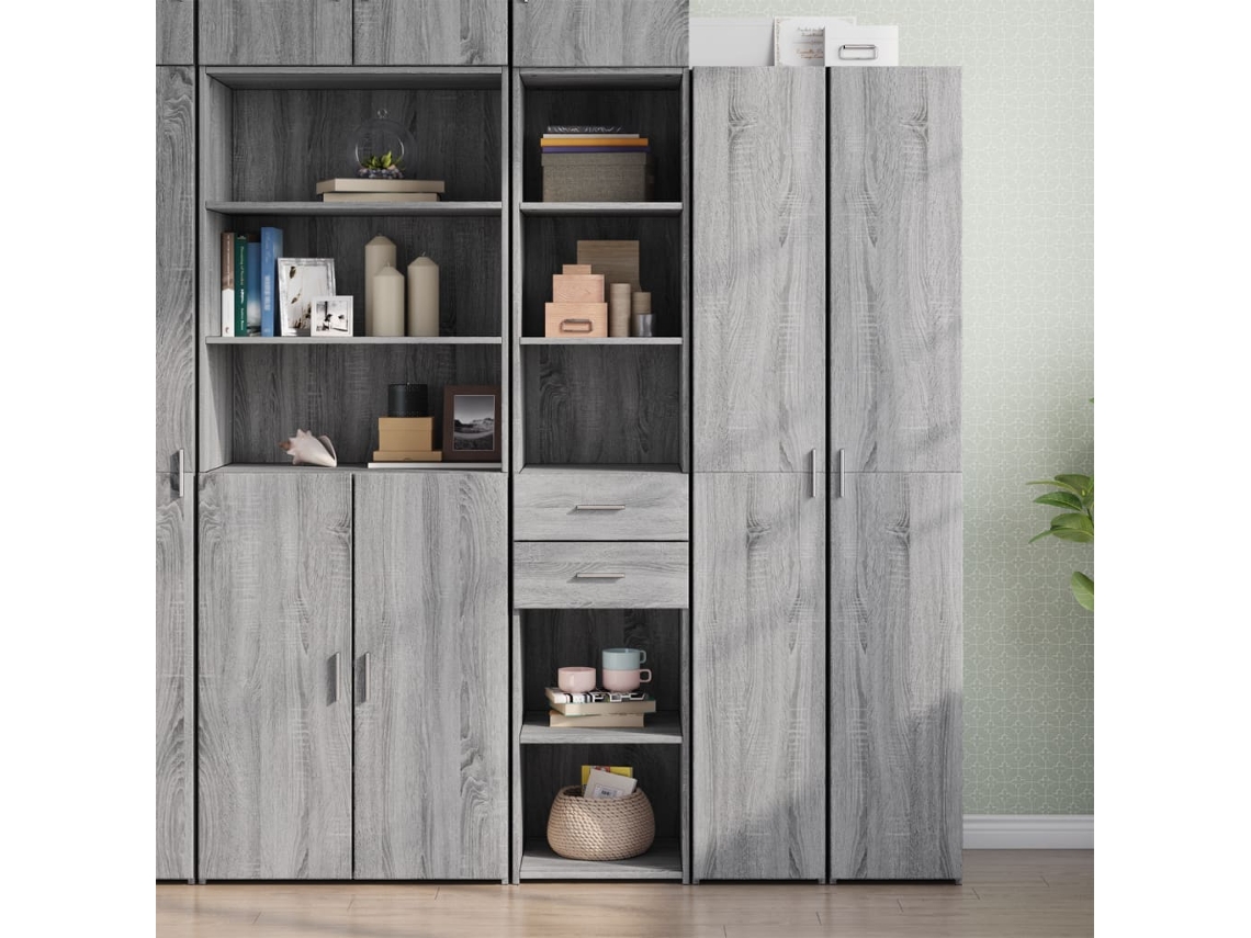 Vidaxl Armário Alto 40x42,5x185 Cm Derivados De Madeira Cinza Sonoma