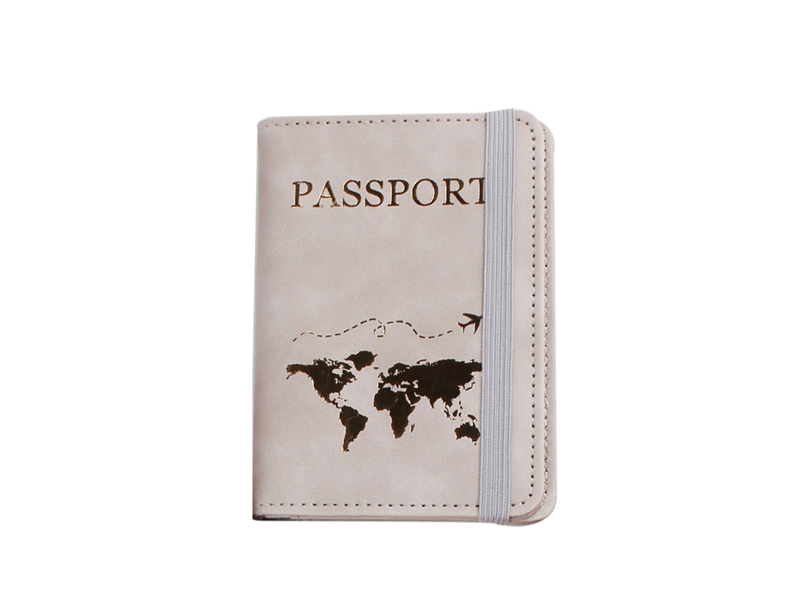 Porta, Documentos Em Couro Pu Com Estampa A Quente, Modelo Simples, Para Viagens, Passaporte, Carteira Unissex, Cinza
