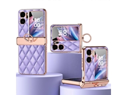 Capa Para Celular Oppo Find N2 Flip Com Estampa De Losangos, Revestimento Eletroplástico, Anel Magnético E Película Protetora.