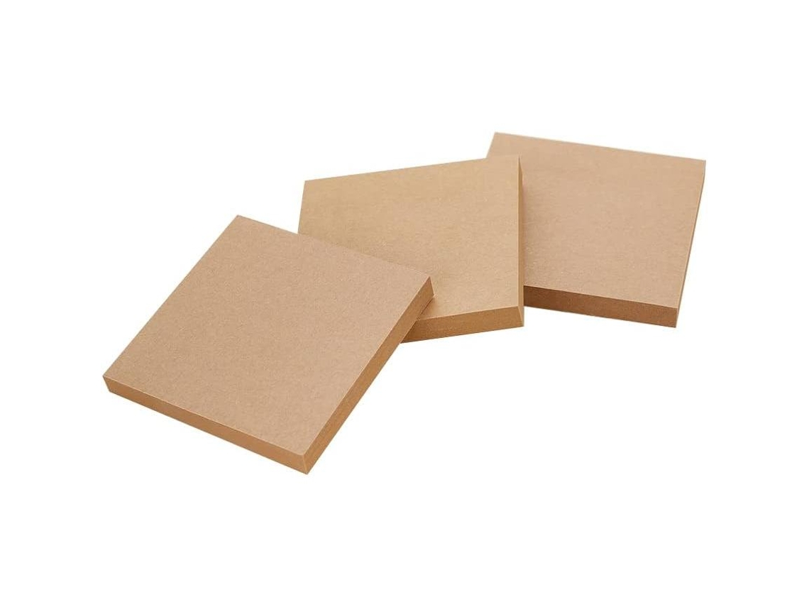 Três Blocos De Notas Adesivas, Cada Um Medindo 7,6 X 7,6 Cm (3 X 3 Polegadas), Na Cor Marrom