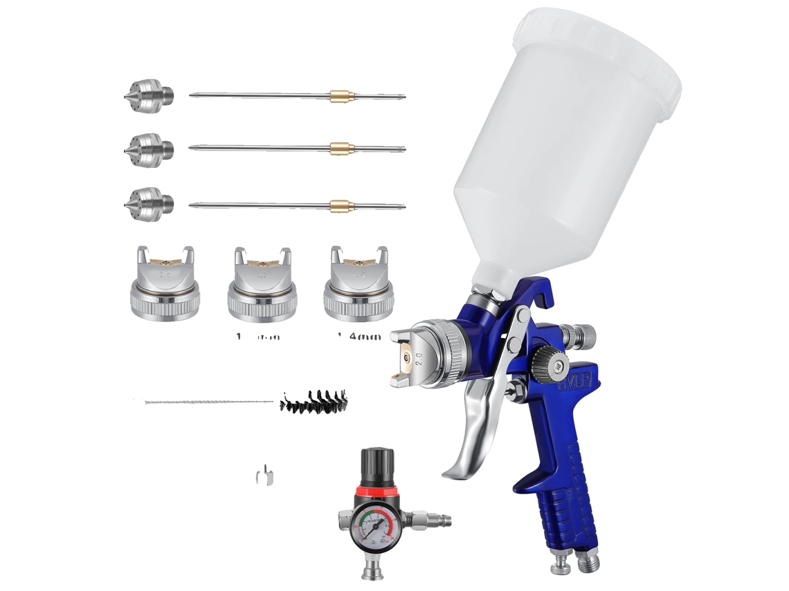 Pistola De Pintura Hvlp, Copo De 600ml, Controle De Fluxo Ajustável, Ouro Oem