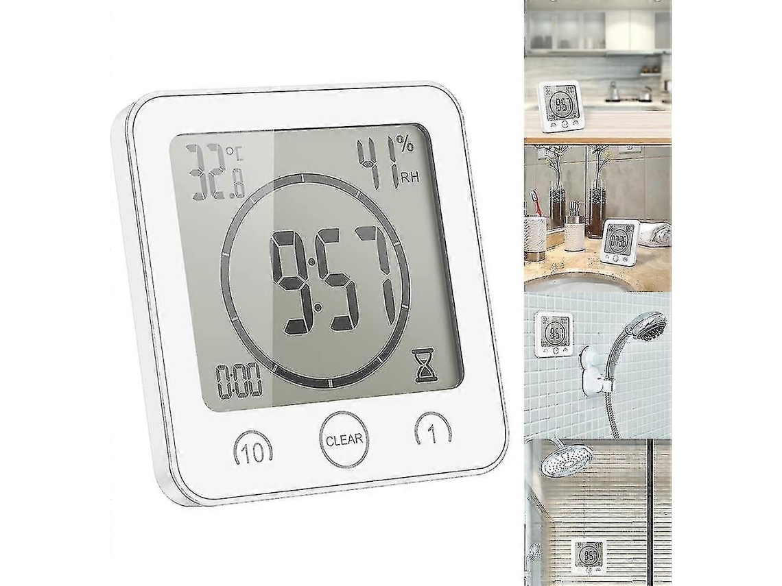 2024 Touch Shower Timer Clock Waterproof Shower Clock White