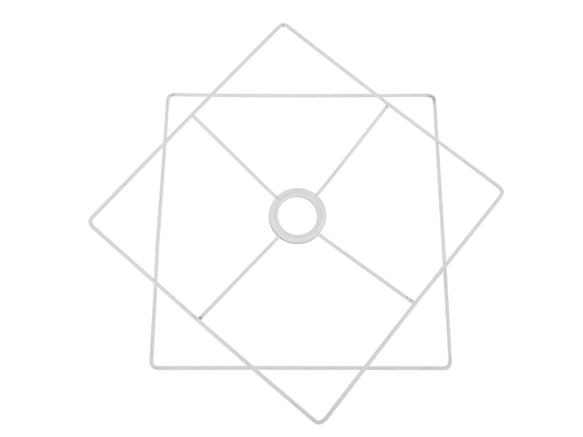 Suporte De Abajur Em Ferro Com Aro Quadrado 30 Cm, Encaixe E27, Branco.-aquaforge