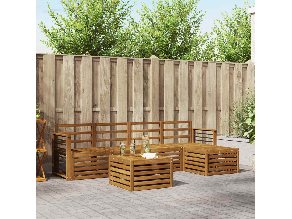 Vidaxl Conjuntos De Sofás 6 Pcs Natural Madeira Sólida De Acácia
