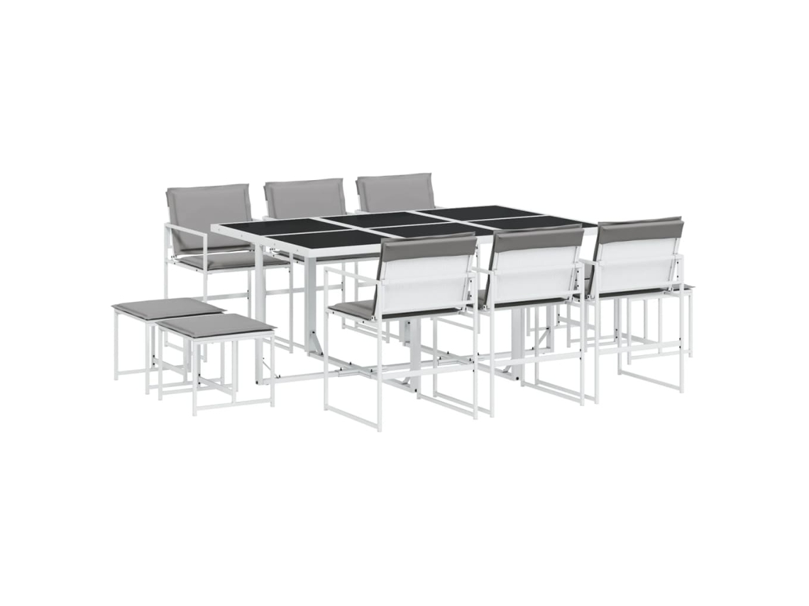 Maison Exclusive - 11 Pcs Conj. De Jantar P/ Jardim C/ Almofadões Textilene Branco