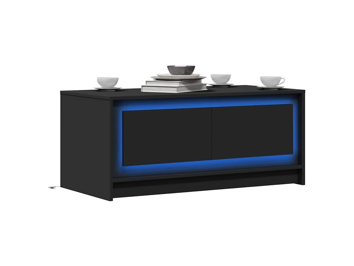 Vidaxl Mesa De Centro Com Luzes Led Derivados De Madeira Preto
